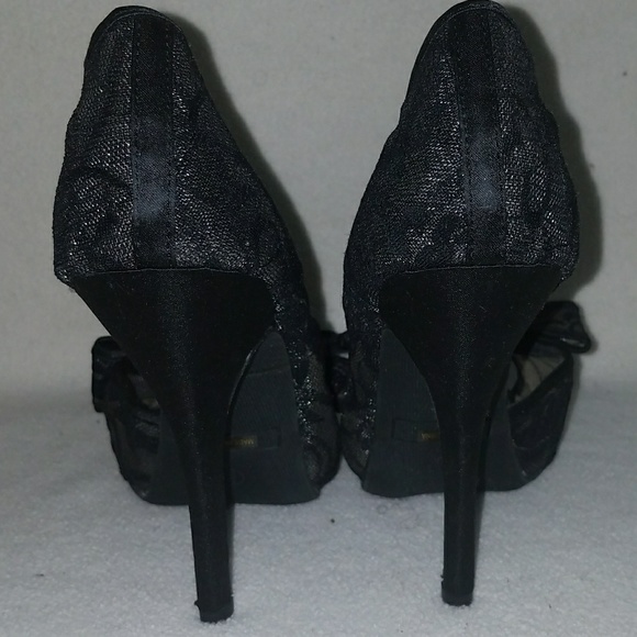NWOT Black Lace Heels - Picture 3 of 4